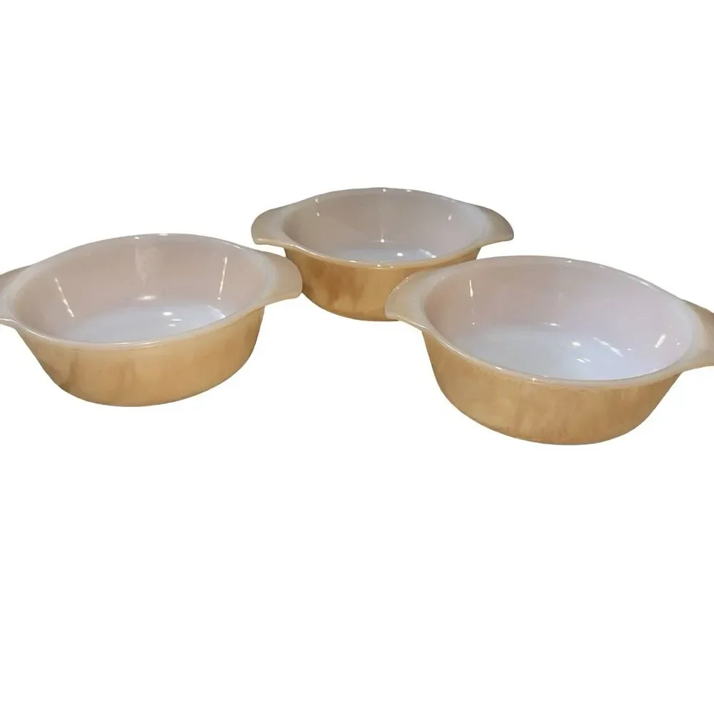 Peach Luster Bowl Set Of 5‎ Fire King Handled Soup Cereal Vintage Anchor Hocking